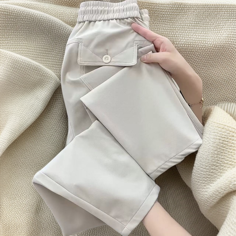 秋冬新款小个子九分哈伦裤女宽松百搭高腰垂感休闲阔腿裤显瘦萝卜