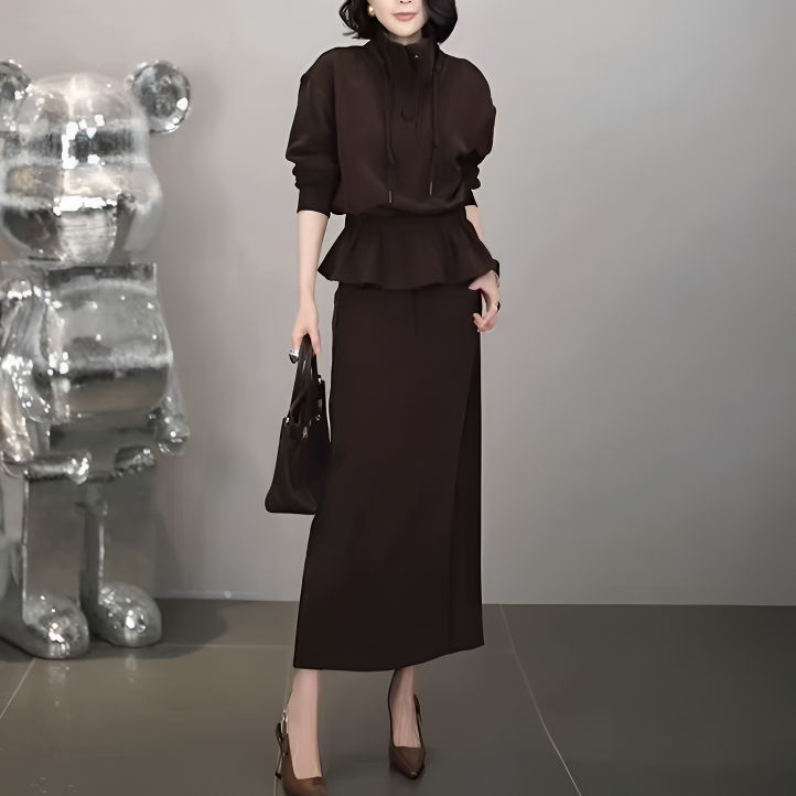 网红时尚炸街新款女装秋装2025新款欧货高端半身裙休闲套装两件套