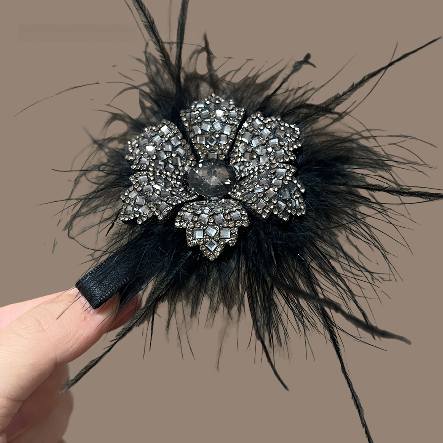 超仙羽毛雪花对夹侧边夹精致半扎发卡碎发鸭嘴夹盘发毛毛发夹头饰