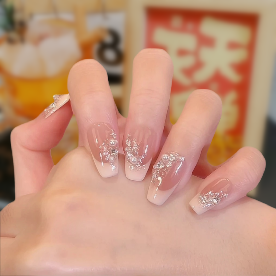 【塞纳情书】纯手工穿戴甲可拆卸新款腮红猫眼法式甲中长款显白美甲