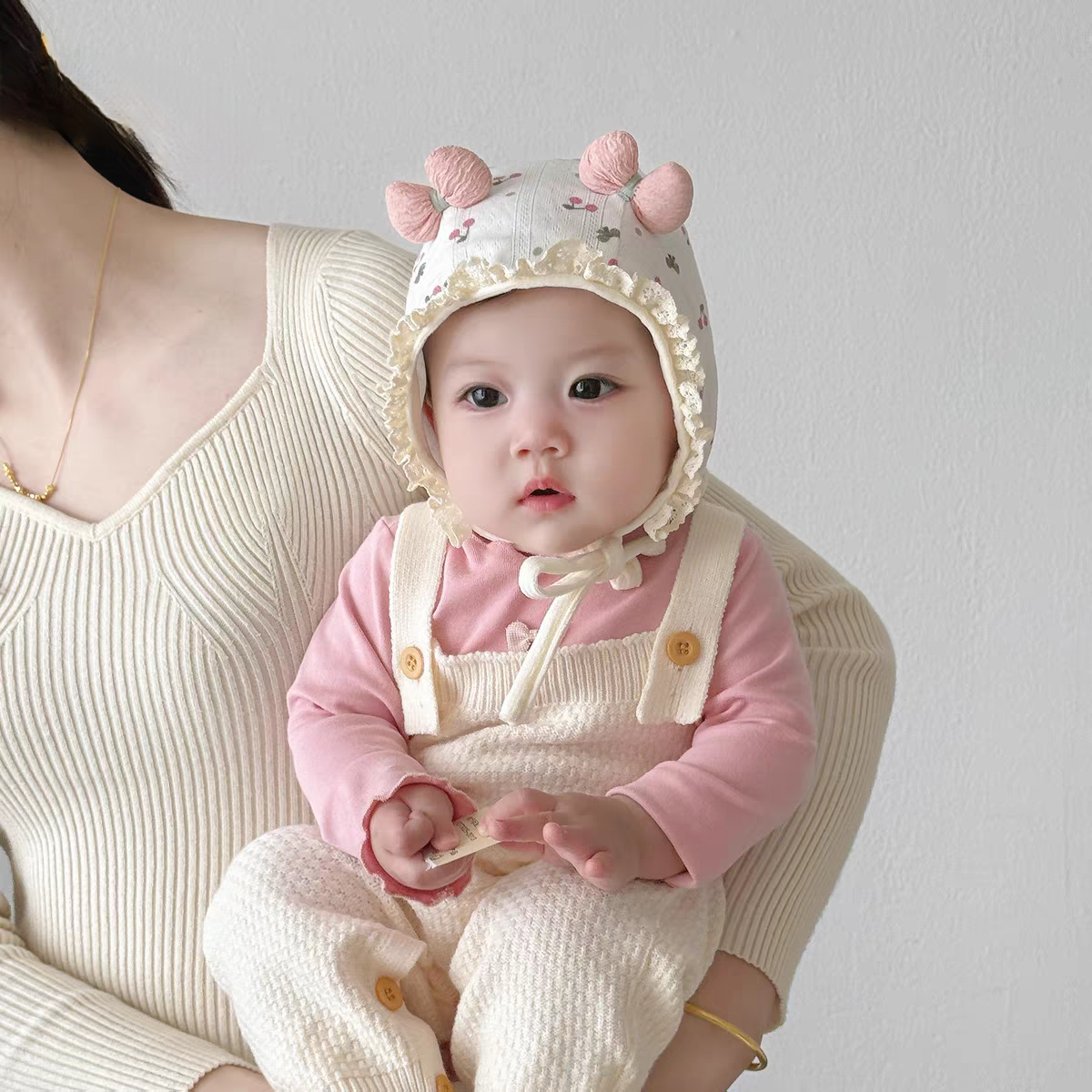 婴儿帽子春秋季婴幼儿新生儿纯棉防风护耳帽小月龄护囟门公主帽薄