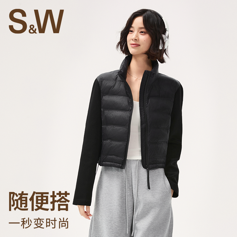 【丹丹专属】SW速惟拼接运动棉服外套女秋季修身休闲轻盈短款1124