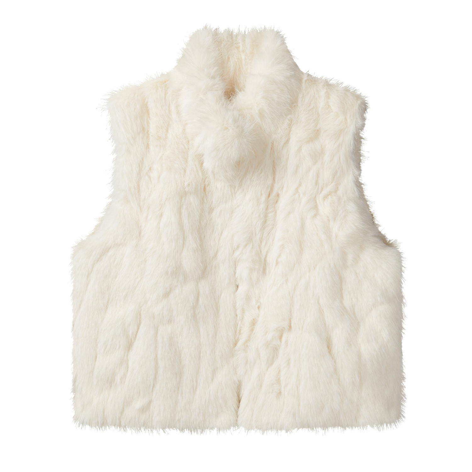 羊城故事-杏色立领毛绒叠穿夹棉保暖背心马甲女无袖外套Y51155815