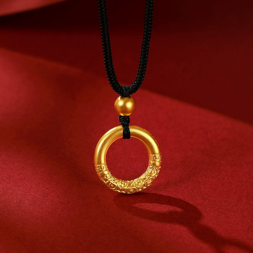【粉丝专属】实心平安乾坤圈5g情侣吊坠编织项链