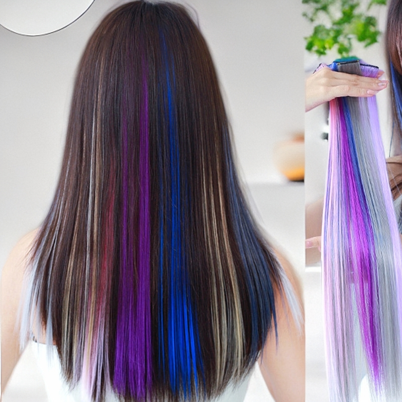 挂耳染发片挑染假发片女彩色发条一片式接发短发渐变演唱会假发片