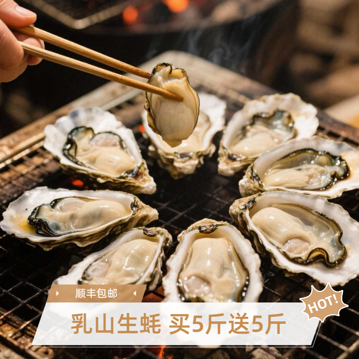 买5斤送5斤丨正宗乳山生蚝 烧烤火锅 清蒸刺身 顺丰包邮 鲜活上门