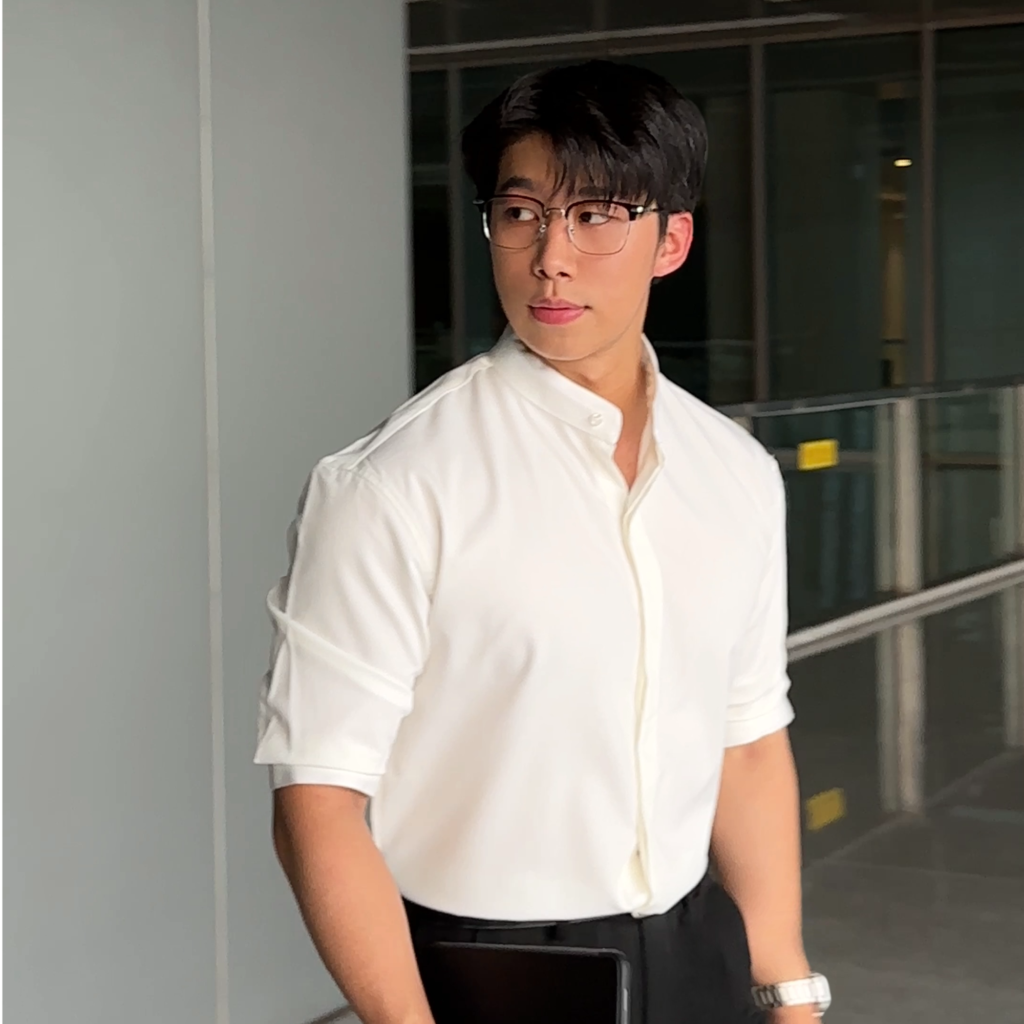 轮廓感-新中式300克春夏商务休闲禁欲系免烫抗皱衬衫衬衣立领短袖