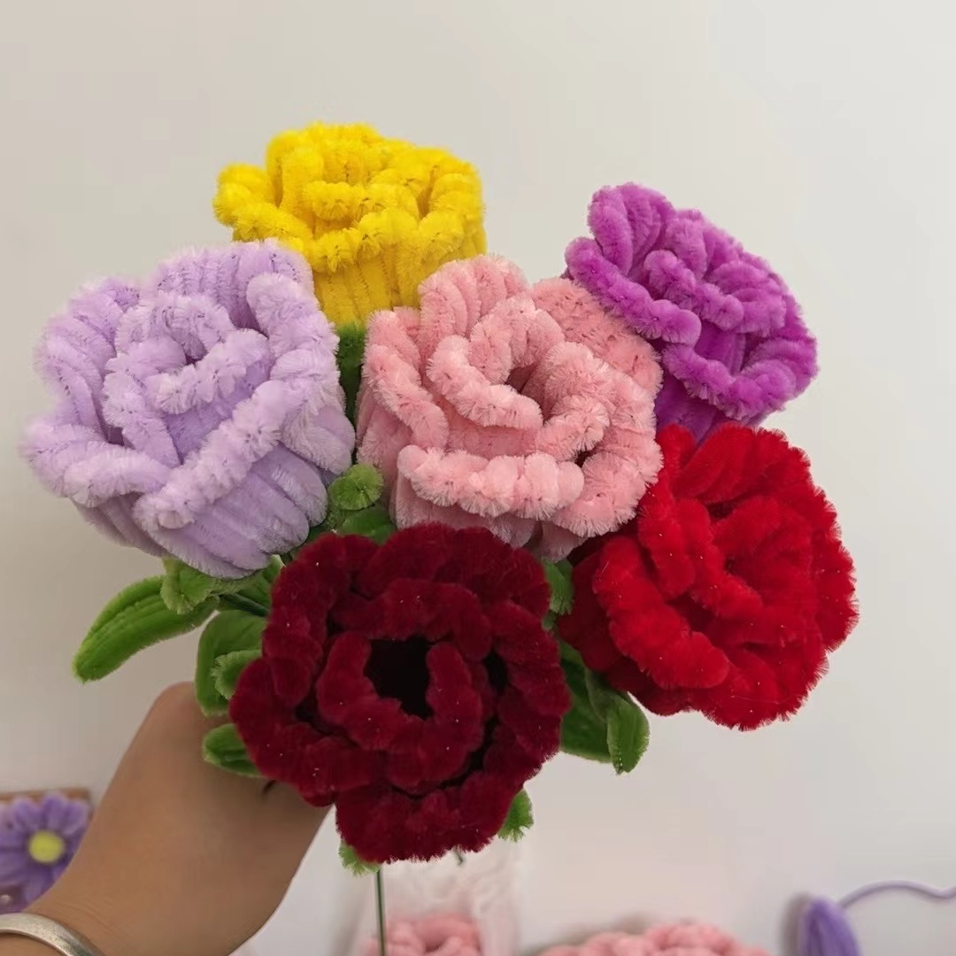 扭扭棒玫瑰花酒杯玫瑰DIY手工材料包情人节送礼仿真花制作教程