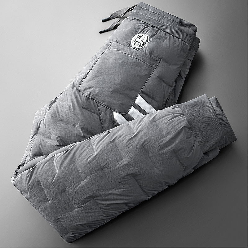 贾鲁萨加高端时尚冬季加厚防水保暖裤男士潮牌弹力休闲束脚羽绒裤