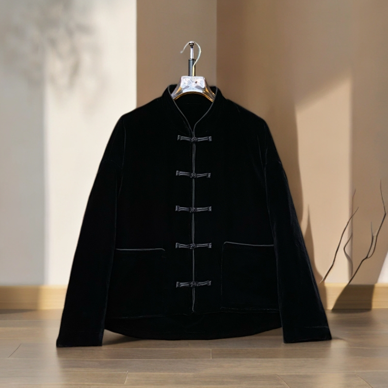 桑蚕丝真丝丝绒时尚百搭国风盘扣短款棉服1099