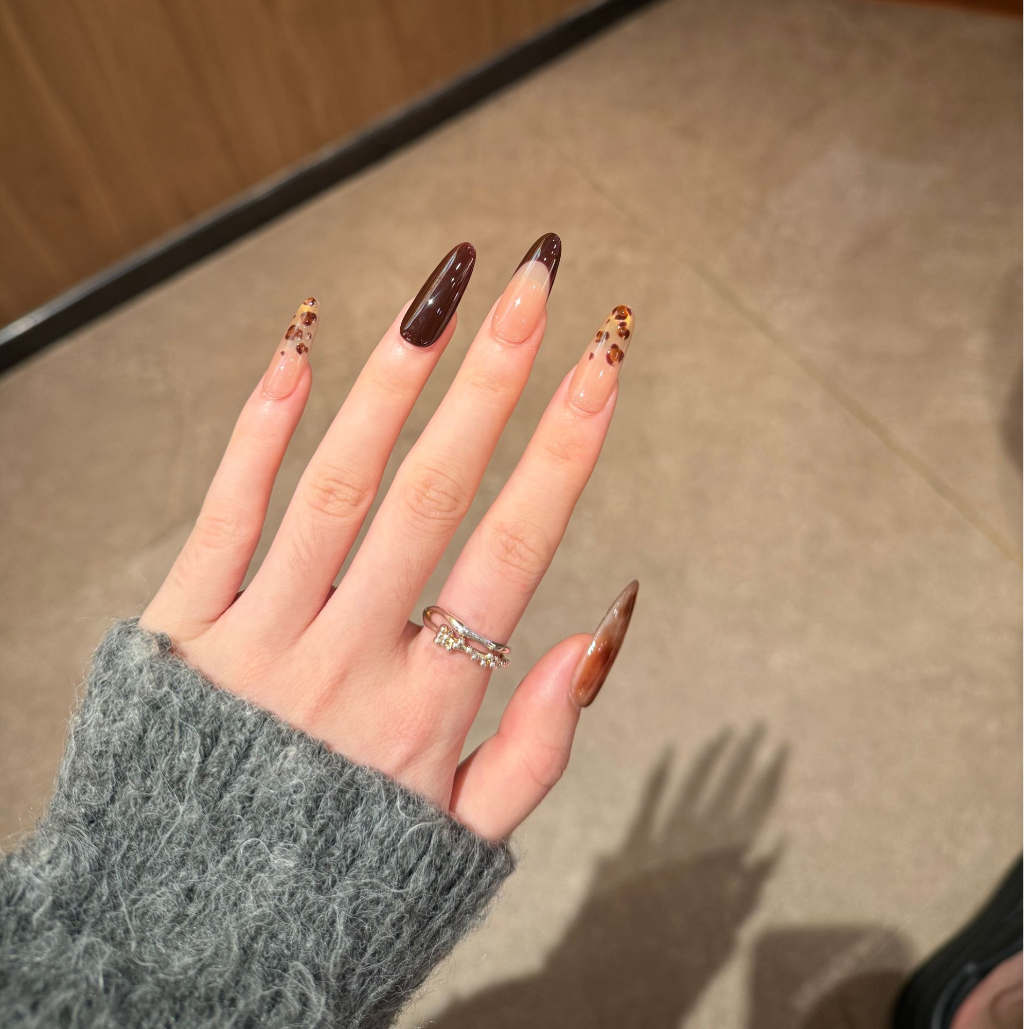 【咖棕豹纹】纯手工穿戴甲ins百搭秋季新款美拉德豹纹指甲贴美甲