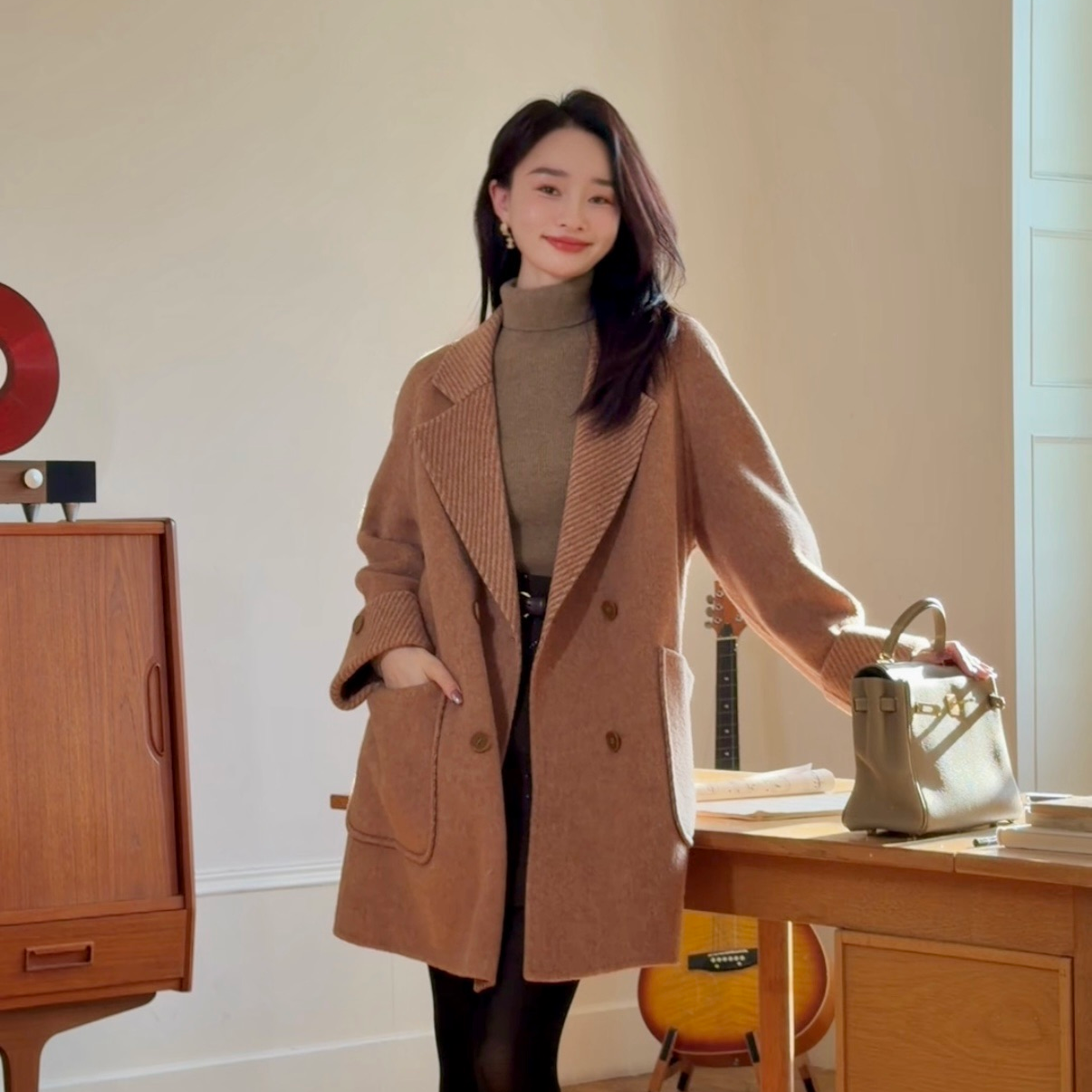 HELA AOMI “藏肉大衣”绵羊毛95%+骆驼绒高奢感柔软大衣CY5DN08118