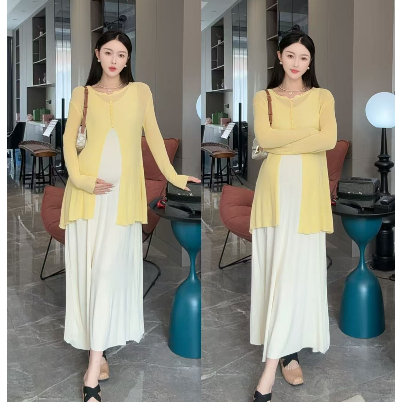 2025时尚运动装吊带裙+防晒两件套孕妇连衣裙套装孕妇装长裙套装