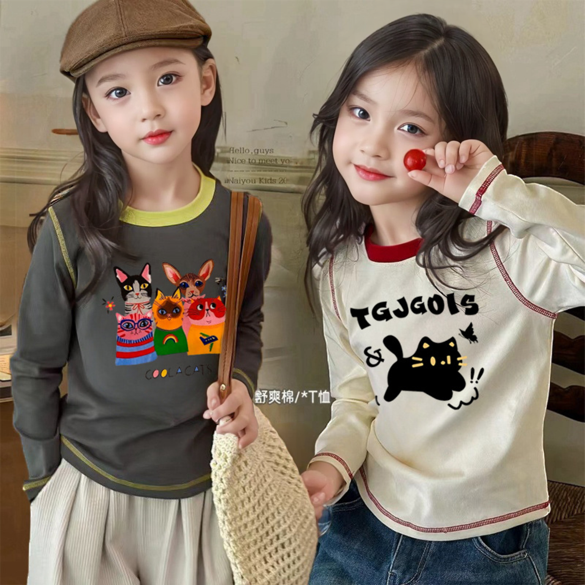 纯棉女宝宝打底衫卡通女童上衣T恤新款春秋女孩儿童洋儿童打底t恤