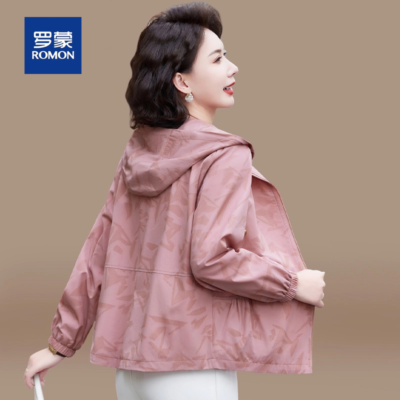 罗蒙50多岁妈妈外套春秋款2025新款中老年春装夹克上衣休闲风衣女