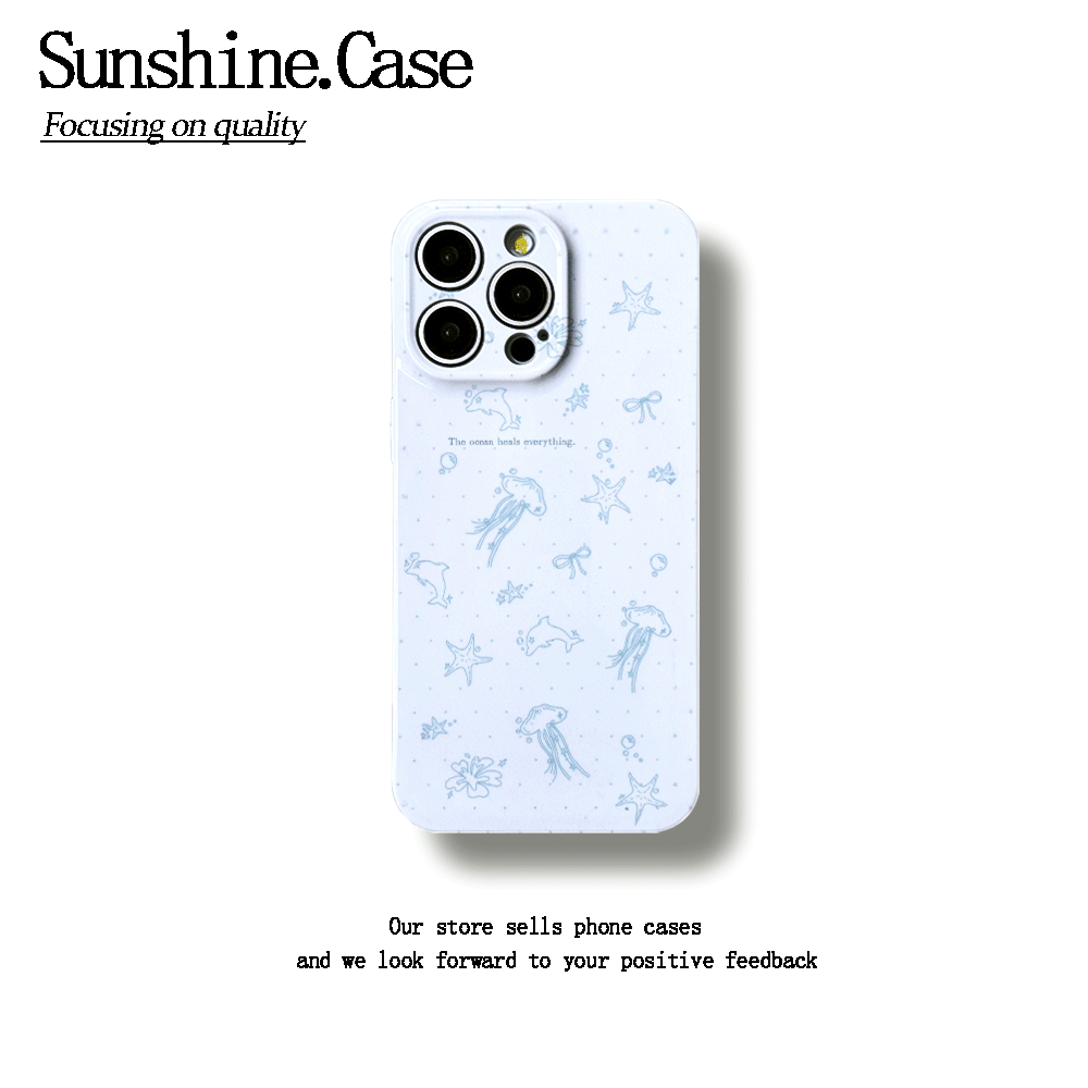 水母海豚菲林软壳适用苹果oppo华为vivo小米荣耀创意手机壳防摔