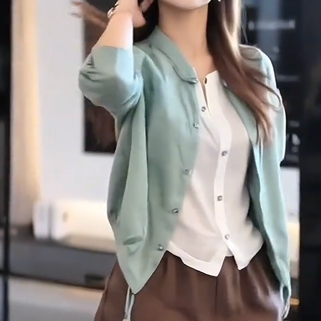 洋气设计感假两件衬衫简约时尚长袖衬衣女2025夏15999