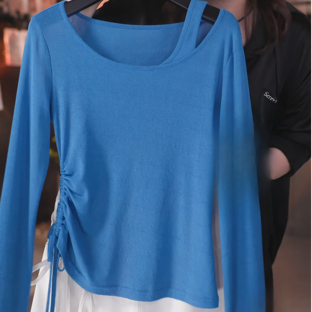 【花屿海洋】早秋新款显瘦长袖海洋风休闲百搭设计减龄上衣C5061