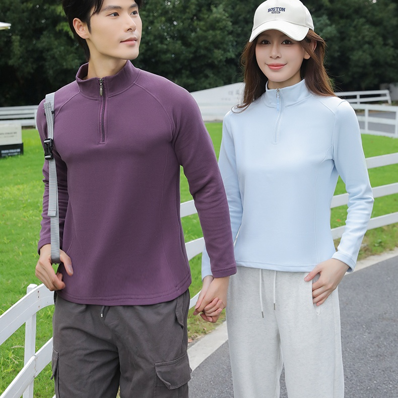 秋冬德绒情侣热能软壳衣半拉链立领简约百搭保暖卫衣