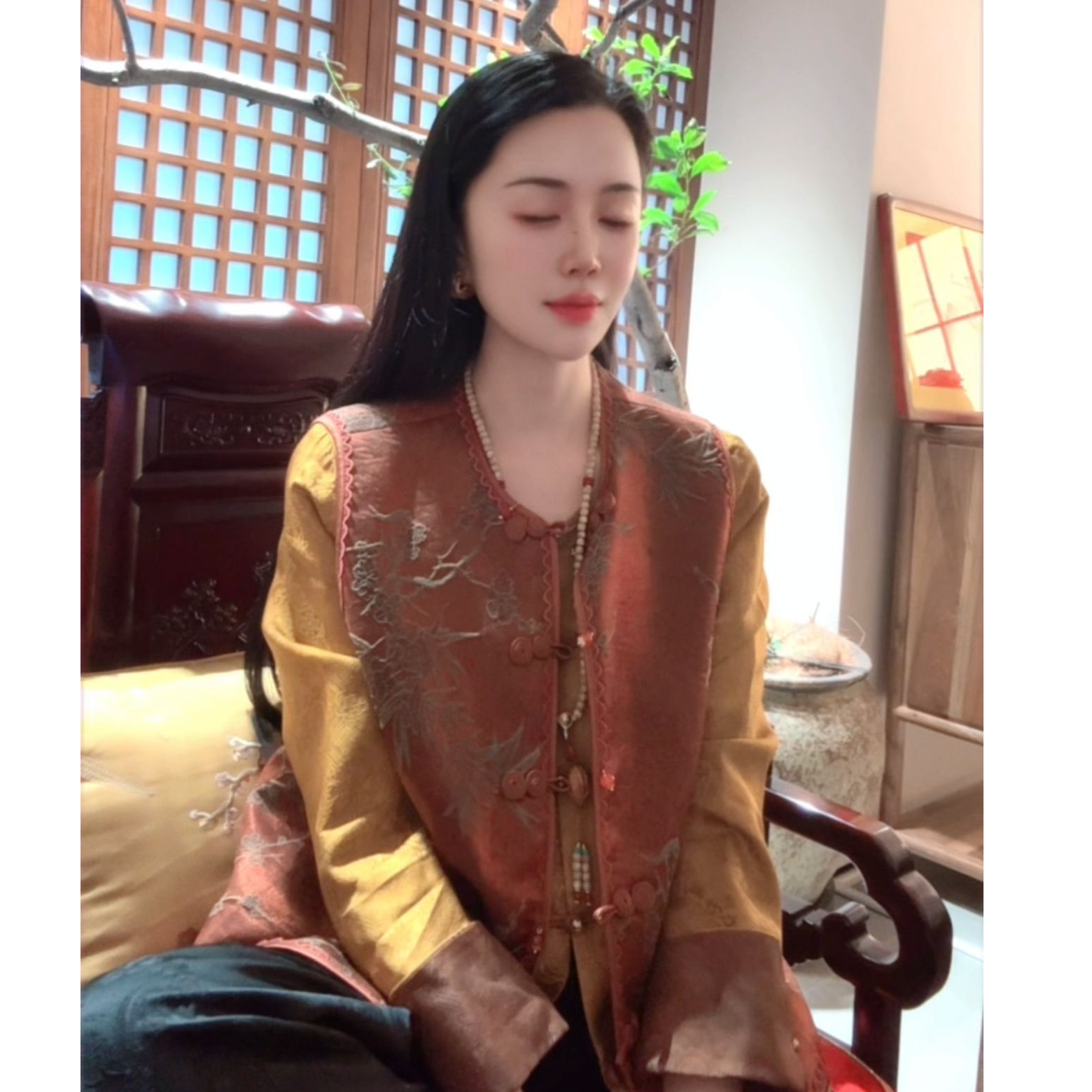 【双节福利】光而不耀 芳华设计中式国风盘口马甲圆领马甲FH-A0110