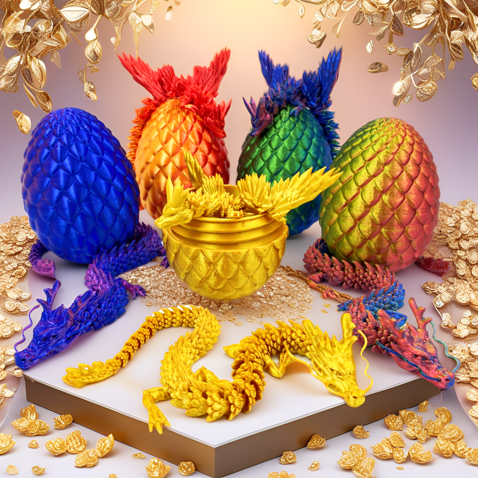 奇幻3D打印神龙飞翼恐龙蛋多关节可动灵动玩具节日趣味新奇