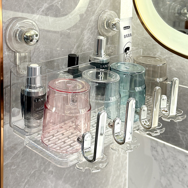 吸盘牙刷置物架壁挂式免打孔沥水牙杯架2025新款刷牙牙膏漱口杯