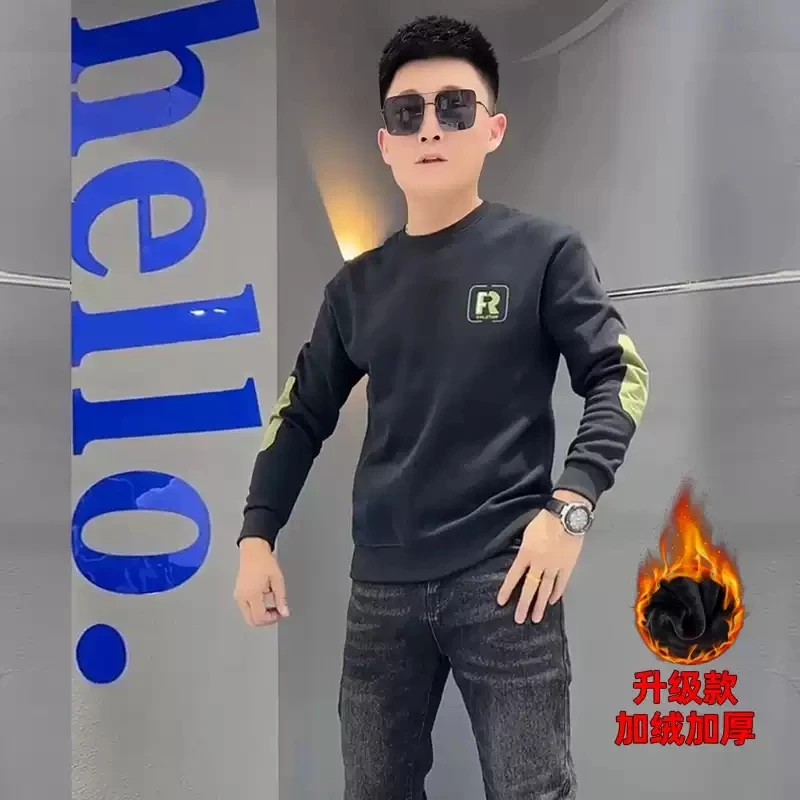 2025秋冬潮流男士个性印花卫衣男潮牌圆领宽松时尚百搭痞帅休闲