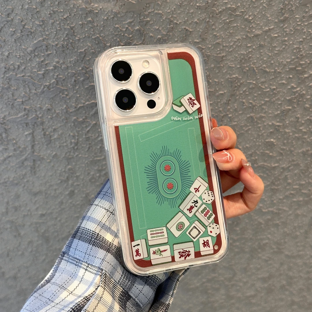 BANCA流沙滑片麻将适用iPhone16/15promax手机壳14无闪粉13套12