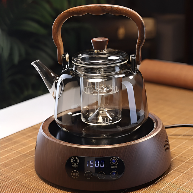 木把玻璃提梁壶家用小型电陶炉煮茶器烧水壶大容量保温玻璃茶壶