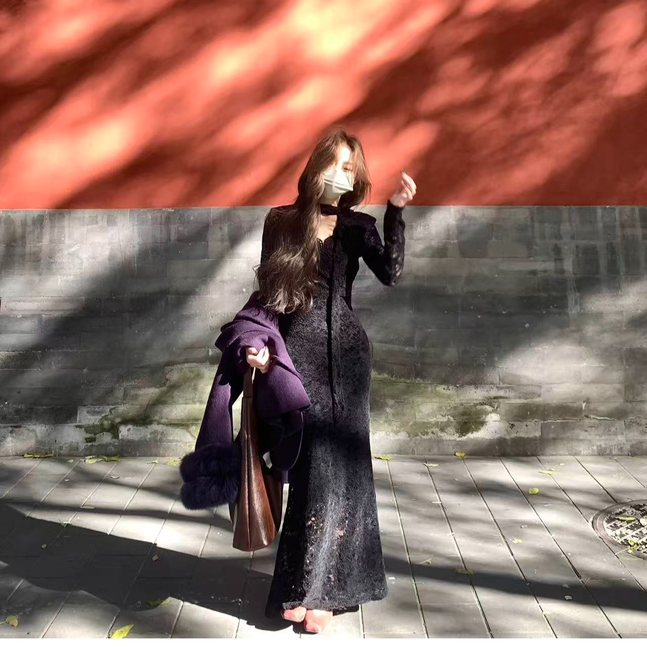 法式高级感长袖内搭蕾丝连衣裙子女秋冬季2025年新款气质包臀长裙