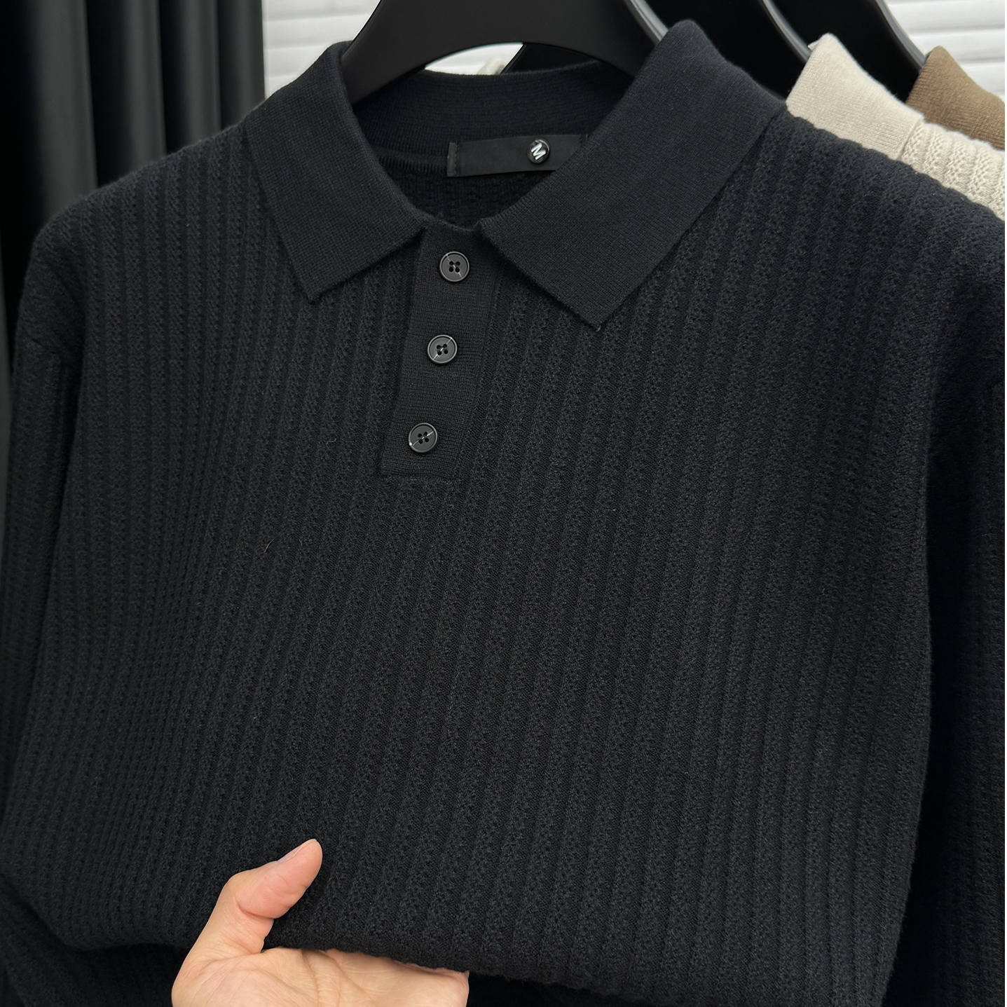 John Bunni轻奢纯色毛衣男士秋冬季休闲百搭针织衫加厚打底上衣