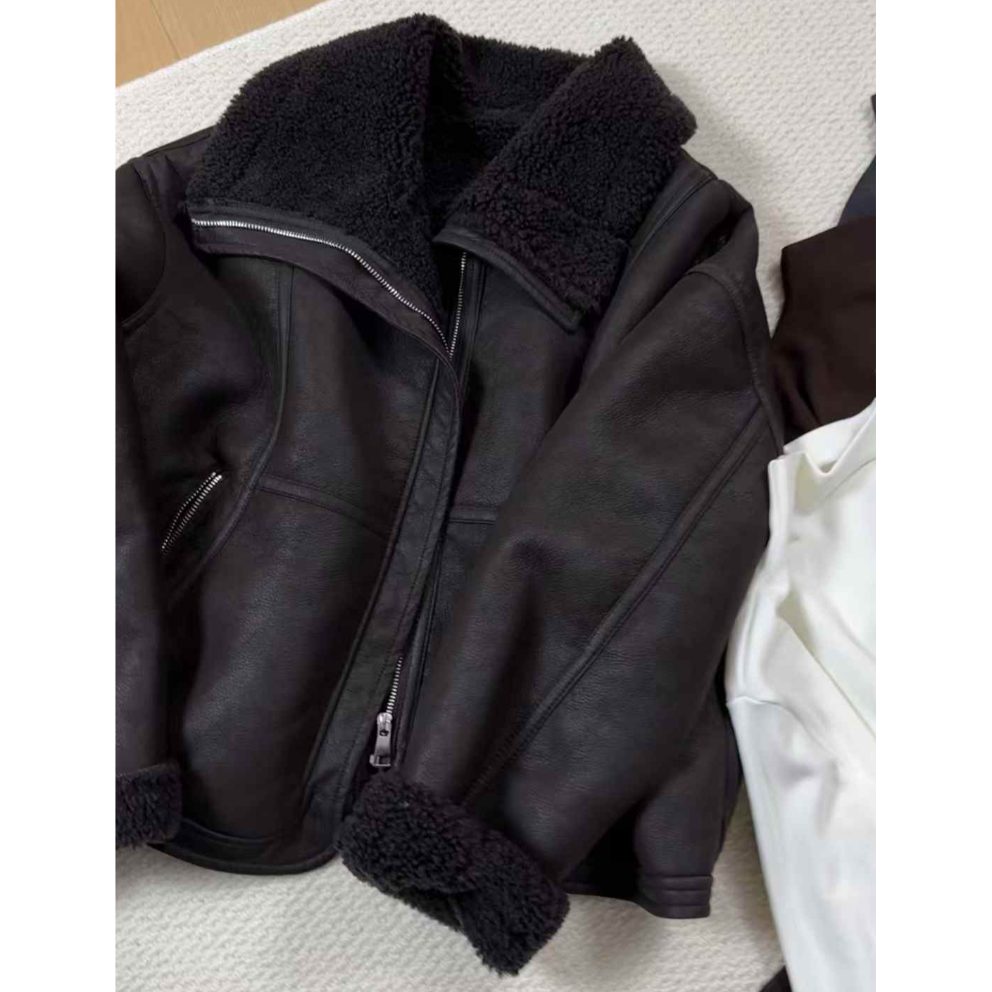 TY2【过冬皮衣】又暖又软！一件可以过冬的酷飒感哑光皮衣（衣长57）