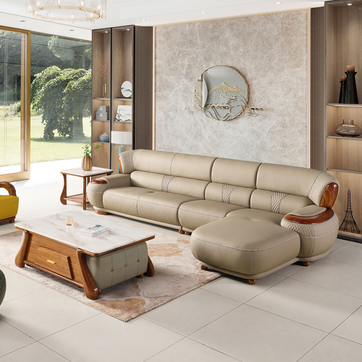 圣得宝帝沙发家具沙发极简小户型沙发家用头层牛皮皮沙发客厅皮艺