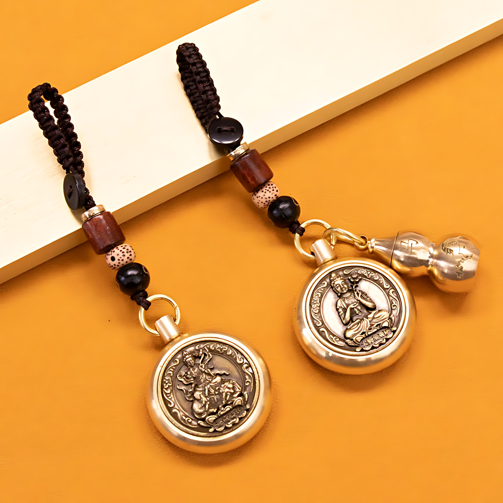 【十二生肖】八大转转手把件创意汽车钥匙扣挂件吊坠黄铜生肖佛挂饰