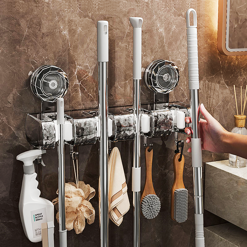 吸盘拖把夹壁挂神器卫生间免打孔拖把挂钩家用浴室强力承重置物架