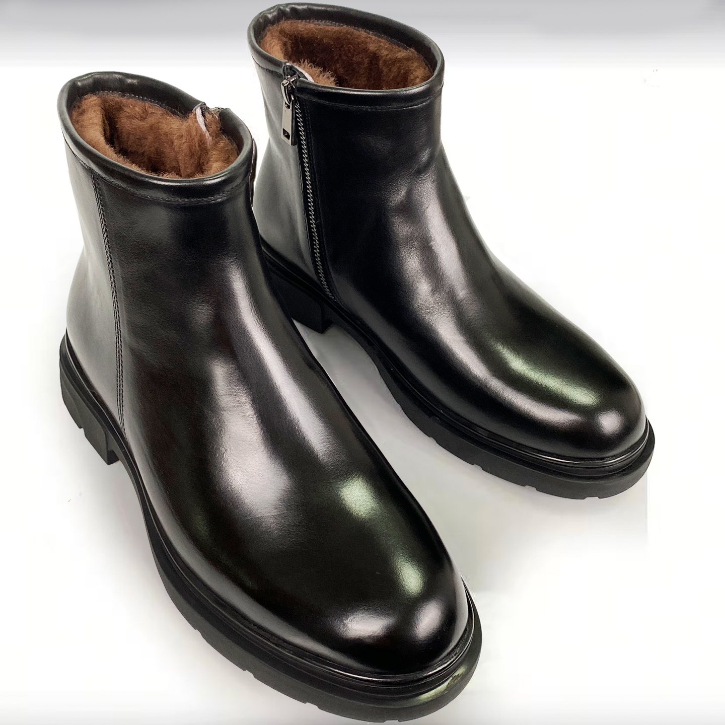 休闲风高帮时尚潮流英伦风短靴加绒保暖羊毛马丁靴雪地靴拉链保暖