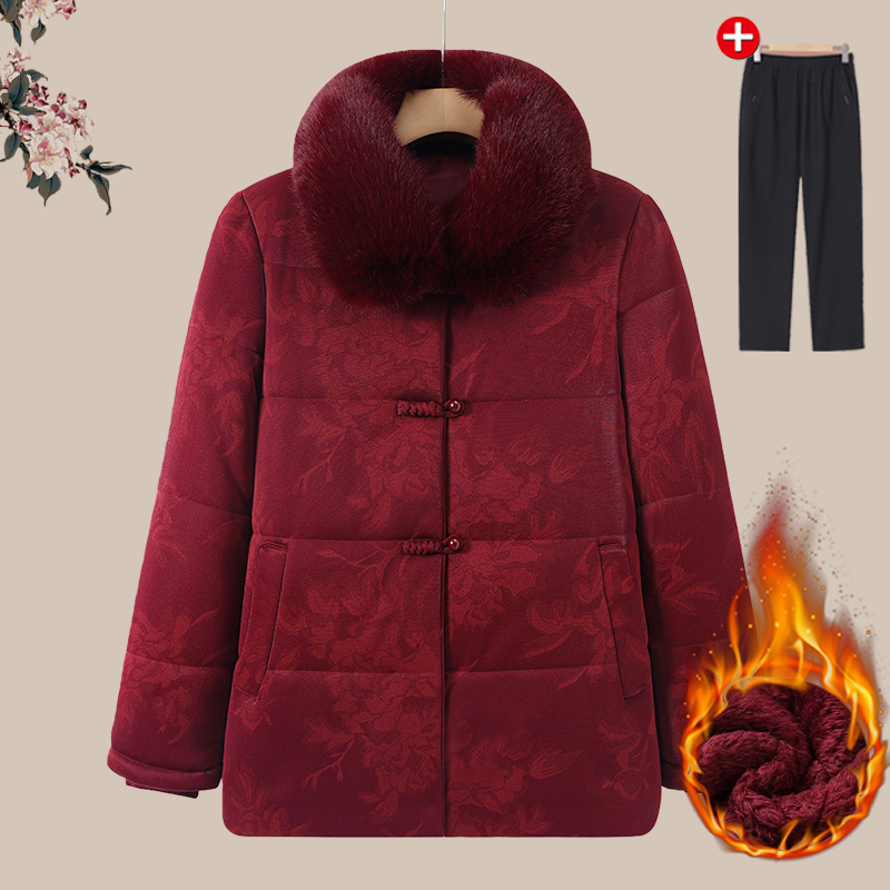 奶奶冬装加绒加厚棉袄外套老人太太冬季宽松棉服妈妈婆婆保暖棉衣