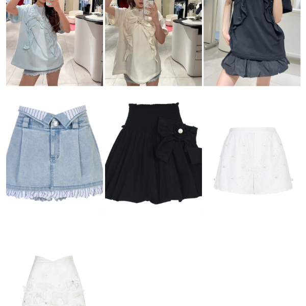 【今安安】上衣裙子夏季大蝴蝶结后背开叉白色慵懒中长款短袖T恤