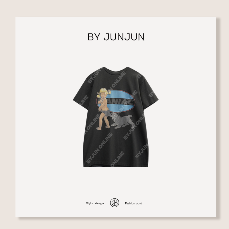 BYJUNJUN【金发女孩】卡通印花短袖圆领印花T恤