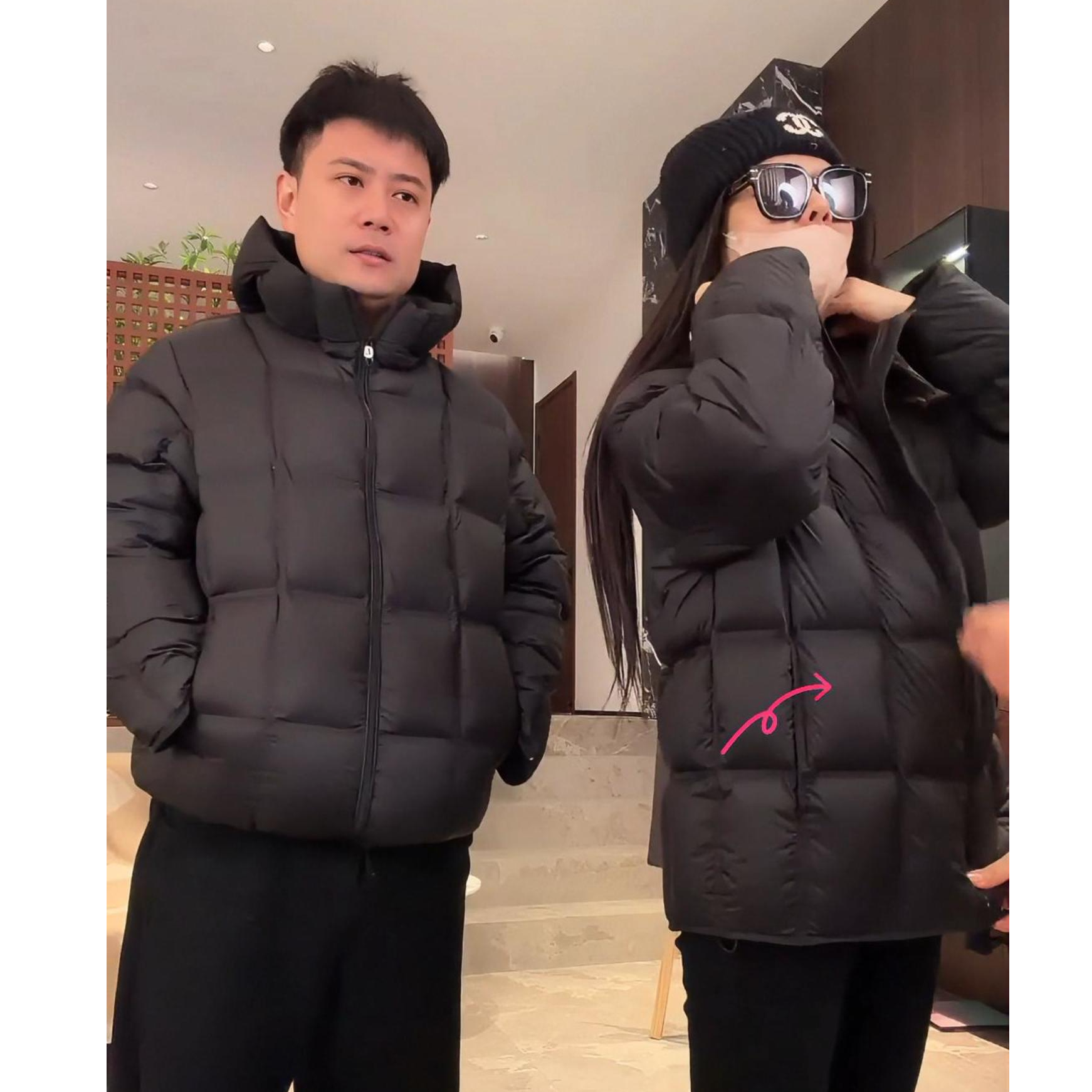 宿慕SUMU情侣款百搭连帽羽绒服12-20新款2025蓬松方格羽绒服9916