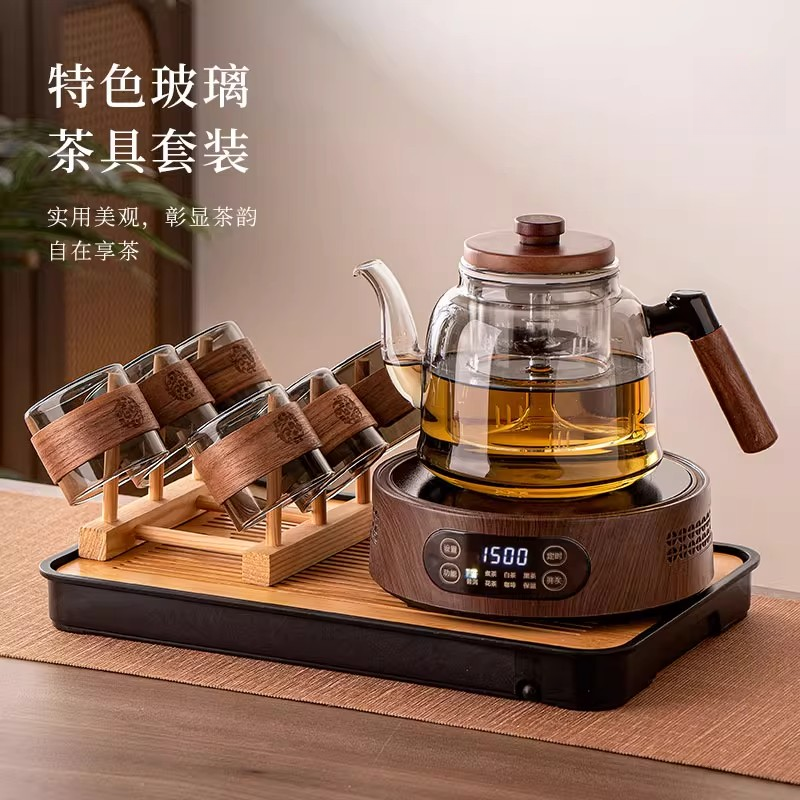 煮茶壶茶具套装2025新款烧茶壶电热煮茶具茶台一体电陶炉泡茶专用