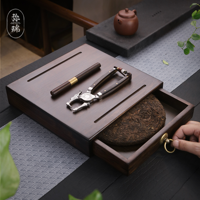 弥瑞不锈钢茶钳茶针茶饼收纳盒普洱茶茶饼茶器功夫茶具茶道茶盘