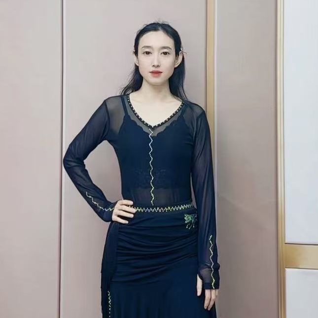 欢舞阁吉特巴摩登舞气质女士烫钻形体服广场舞拉丁舞蹈服A0598