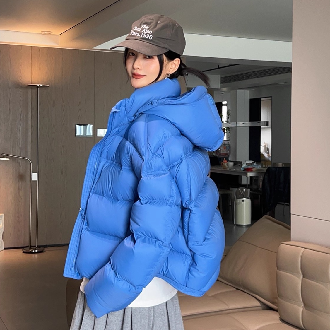 明星杨紫同款新国标90绒龟背泡芙可拆卸连帽羽绒服女外套韩版潮