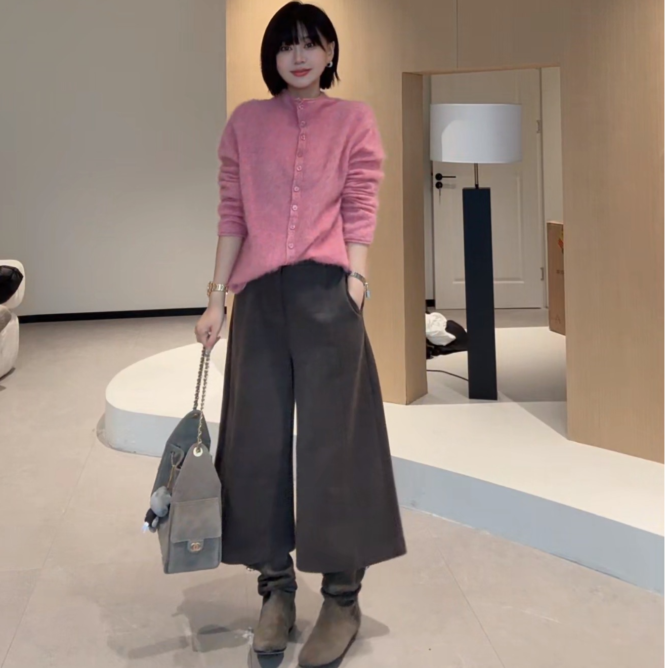 JIUJIU【珐琅藏书】通勤百搭简约显瘦宽松阔腿九分休闲裤女