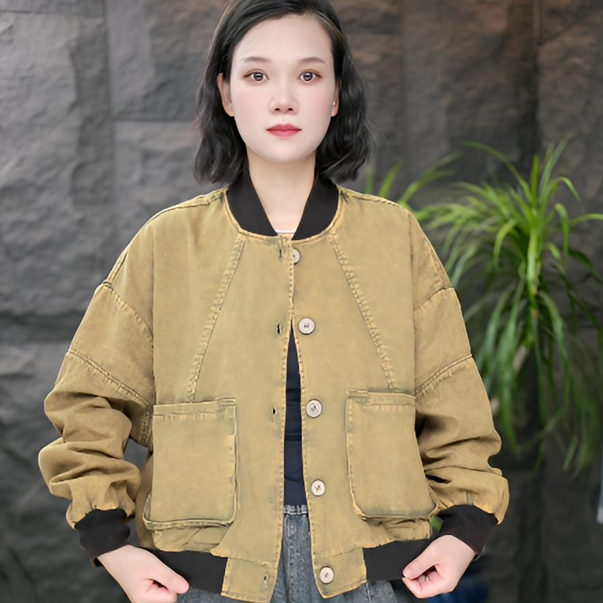 FF秋冬宽松型秋季女短外套百搭春季常规款拼接撞色时尚短款休闲