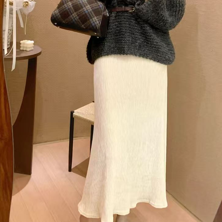 【芝士Cheese】挚爱比例 丝绒斜纹压褶面料微鱼尾时尚伞裙