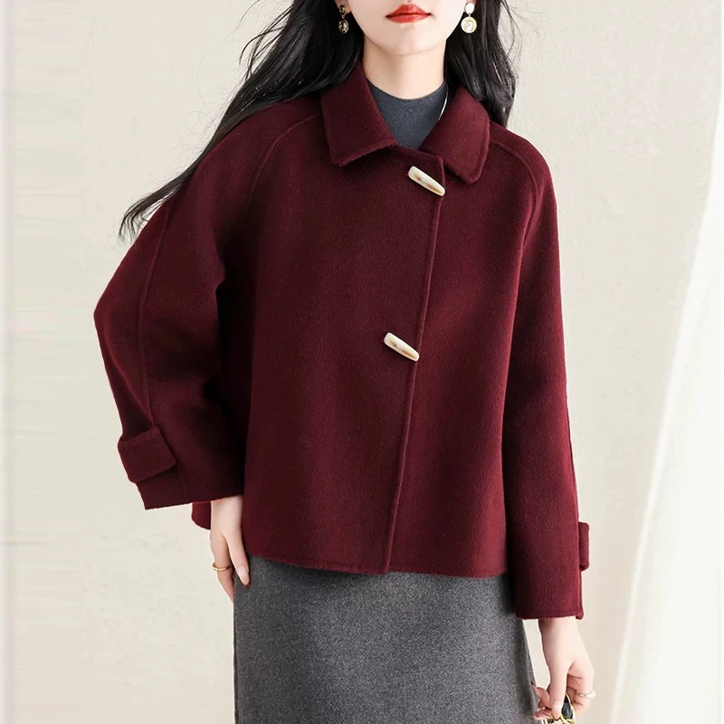 秋冬大衣短款小个子休闲韩版大衣女洋气新款女装宽松毛呢外套9897