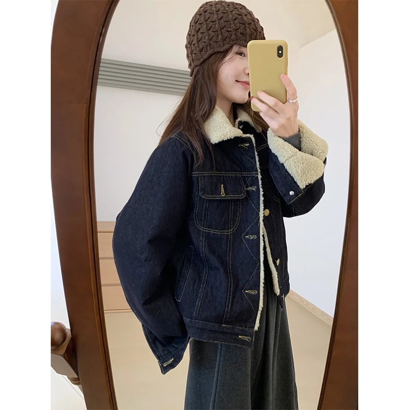 保暖显瘦短外套女休闲透气直下摆翻领加绒加厚冬季韩版