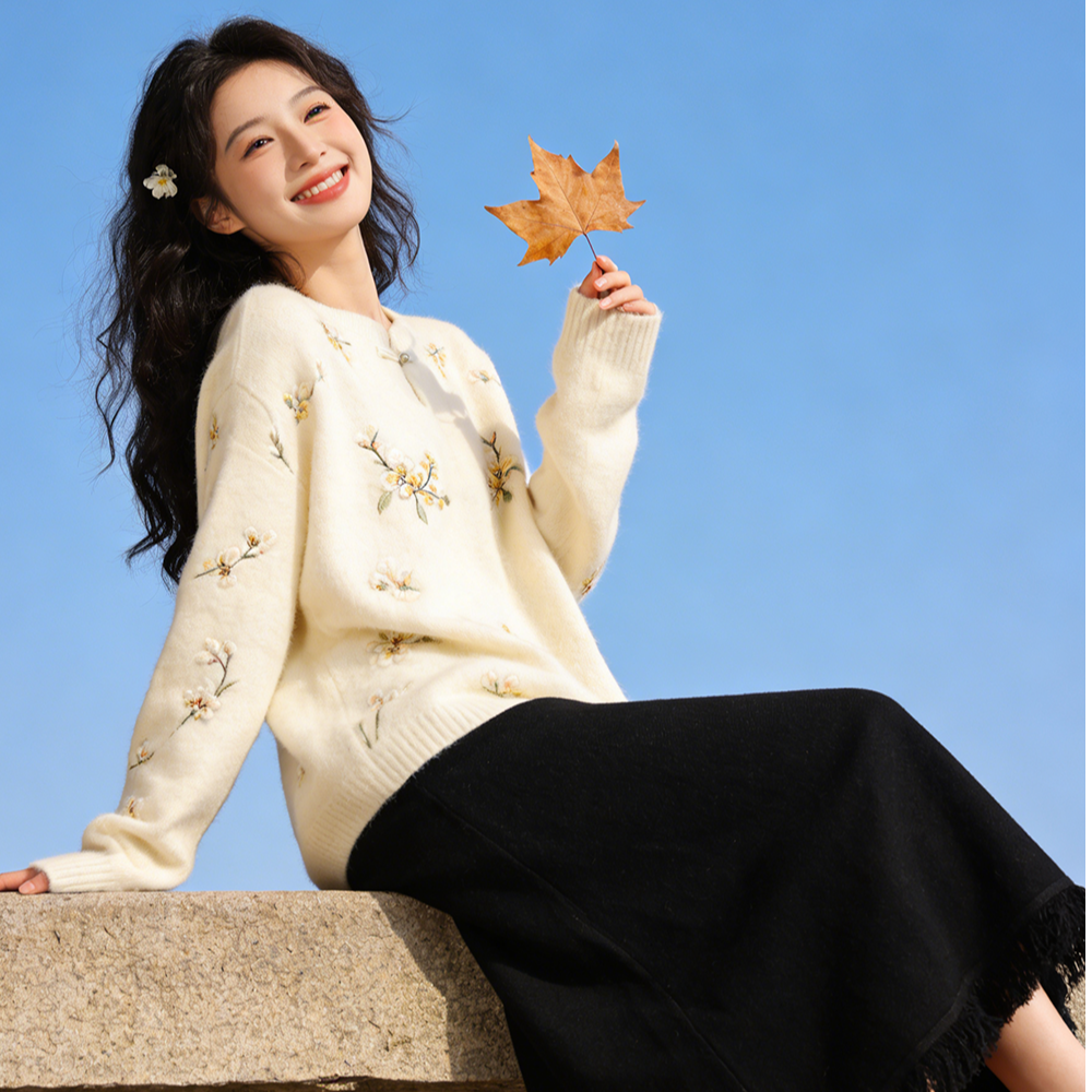 新中式国风毛衣女两件套2025新款慵懒高级感针织可外穿上衣女套装